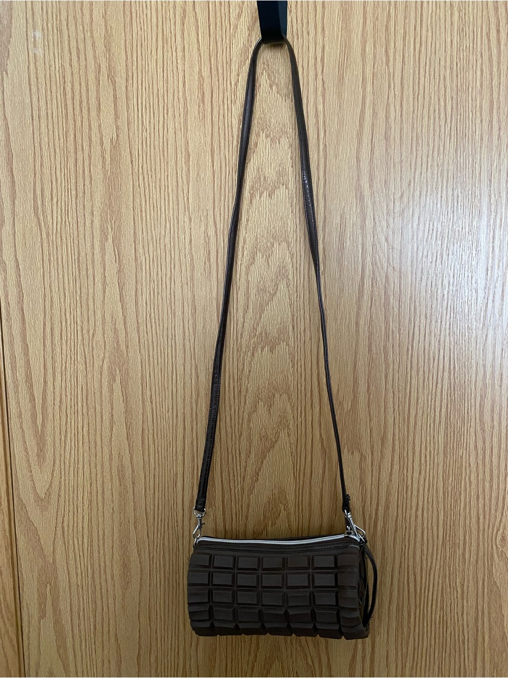 Decca C Women’s Textured Chocolate Brown Brick Crossbody Bag or Cosmetic Bag